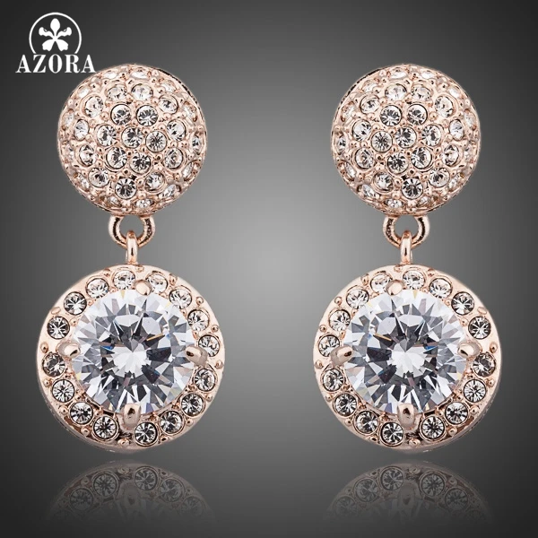 Серьги подвески из двух частей с фианитом 2 карата|azora rose gold|drop earringsearrings drops |