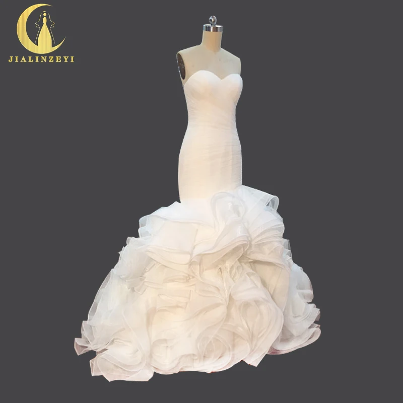 

JIALINZEYI Sexy Sweetheart Ruffle Mermaid wedding dresses 2019 Elgent Custom made Wedding Gown