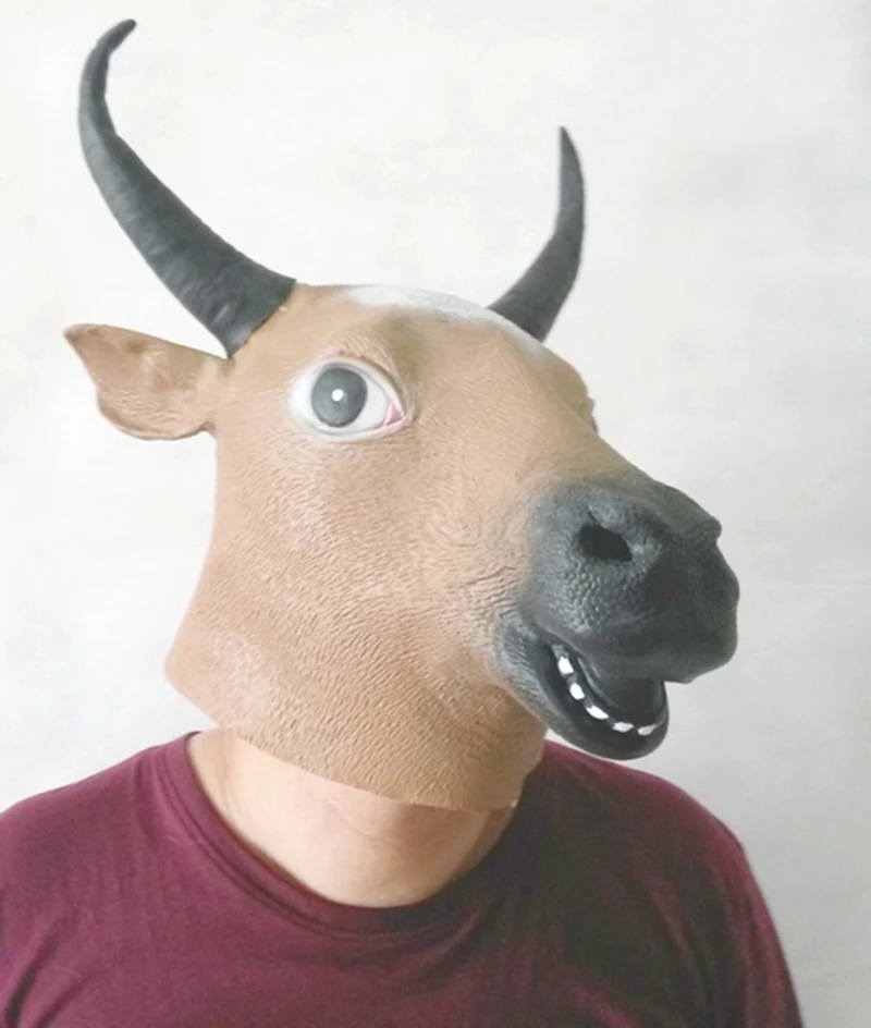 Adult Head Mask Umiwe Natural Latex African Buffalo Head Party