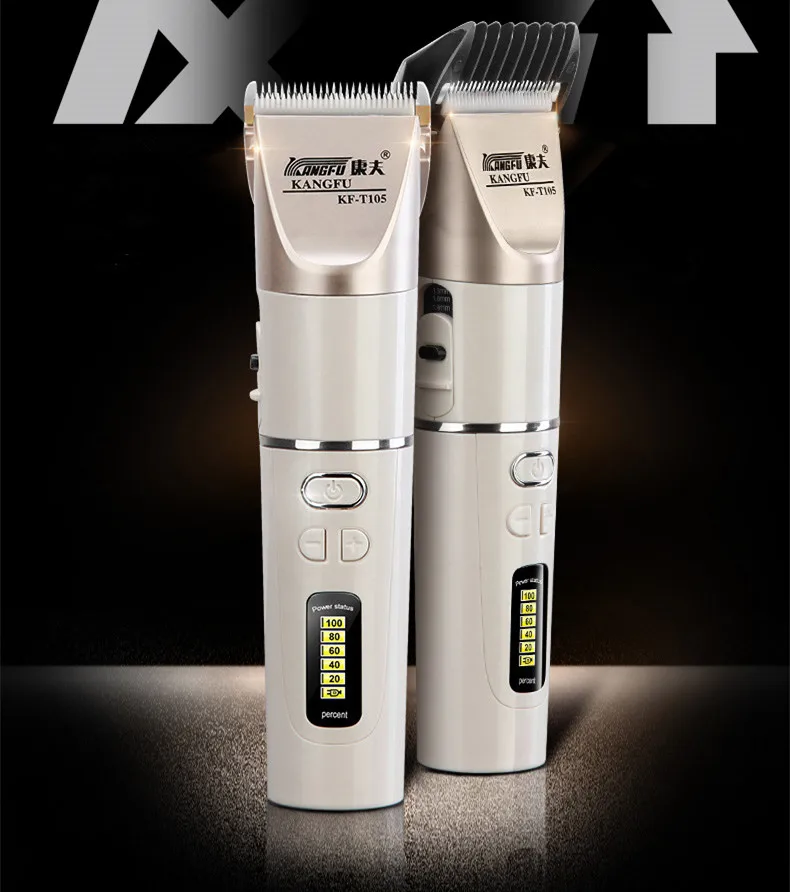 Aparador de Pêlos Bateria de Lítio Exibição de Energia Novo Clipper Recarregável Fine-tuning Carga Rápida Lâmina Cerâmica 100-240 v 2200 Mah 2 lítio 2200 mah recarregável fine-tuning carga rápida