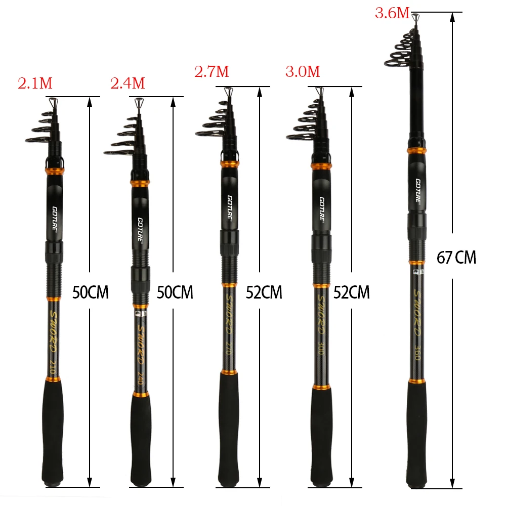 Goture углеродное волокно телескопическая удочка 1,8 м-3,6 м ультра светильник спиннинговые удочки рыболовные принадлежности PESCA