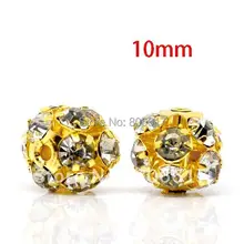 Лучшее качество 100 шт Золотые цветные филигранные шары Украшенные стразами разделитель для бусин Изготовление ювелирных изделий 10 мм Диаметр.(w00757F