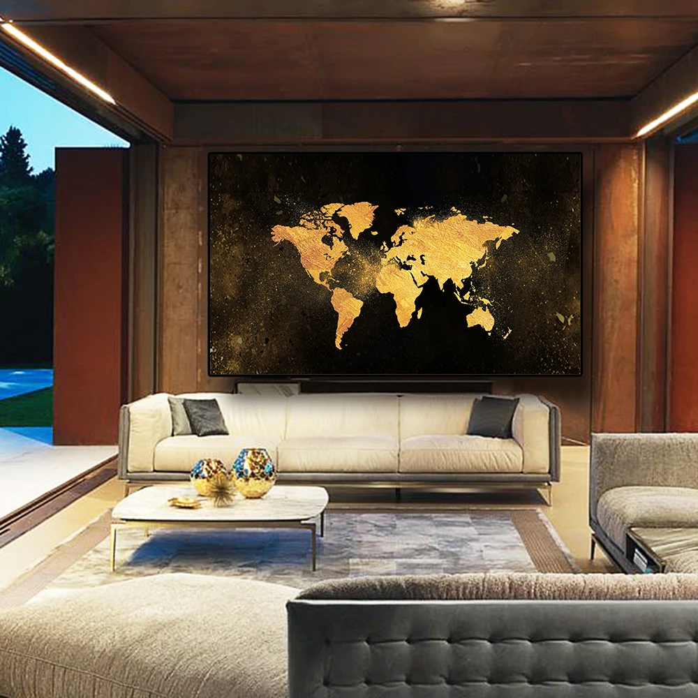 

MUTU No Frame Large Retro World Map Decoration Canvas Painting Living Room Study Office Conference Room Art Poster Free Shipping