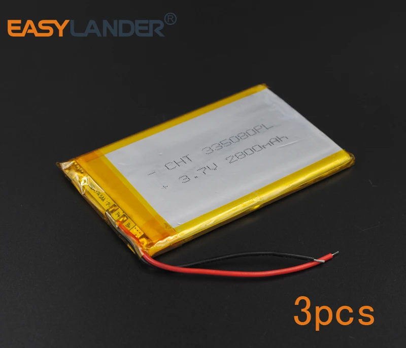 

3Pcs/Lot 3.7V 2800mAh 305080 Polymer Li-ion Battery For Mp3 Mp4 PAD GPS DIY Speaker Flash lighting Oticon Streamer safety lamp