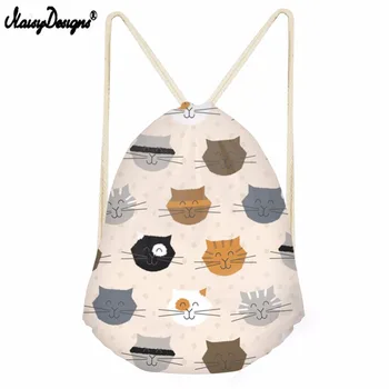 

Noisydesigns 3D Cartoon Cat Drawstring Bag Backpack For Children Travel Storag Backpack Girls Daily Sport Bags Kids String Bags
