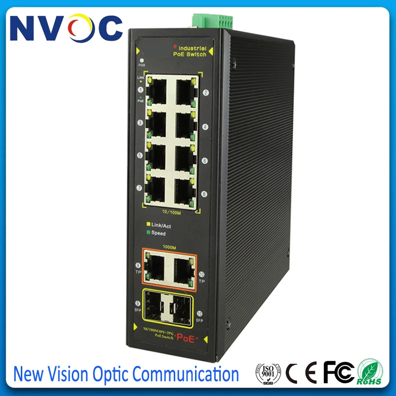 10-портовый 10/100 м управляемый промышленный коммутатор PoE с 8*10/100 RJ45 Ethernet портами 2 *