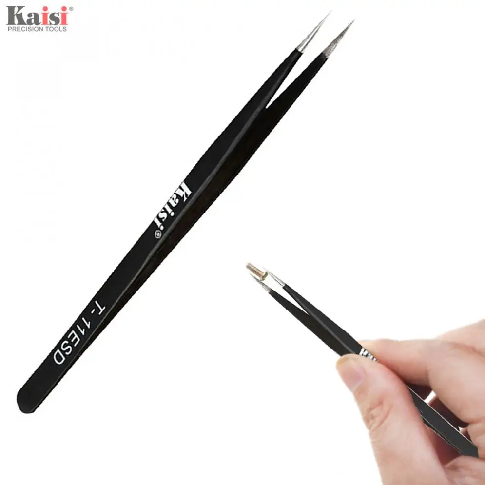

High Precision Tweezers Anti-static Stainless Steel Straight / Bend Head Electronic Tweezers Tool for Medical Factory Industry
