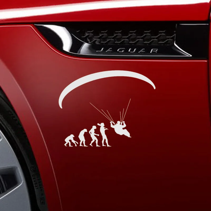 

15.9*13.2CM 10 Color Funny Human Evolution Extreme Sport Paragliding Car Stickers Motorcycle Reflective Vinyl Decals