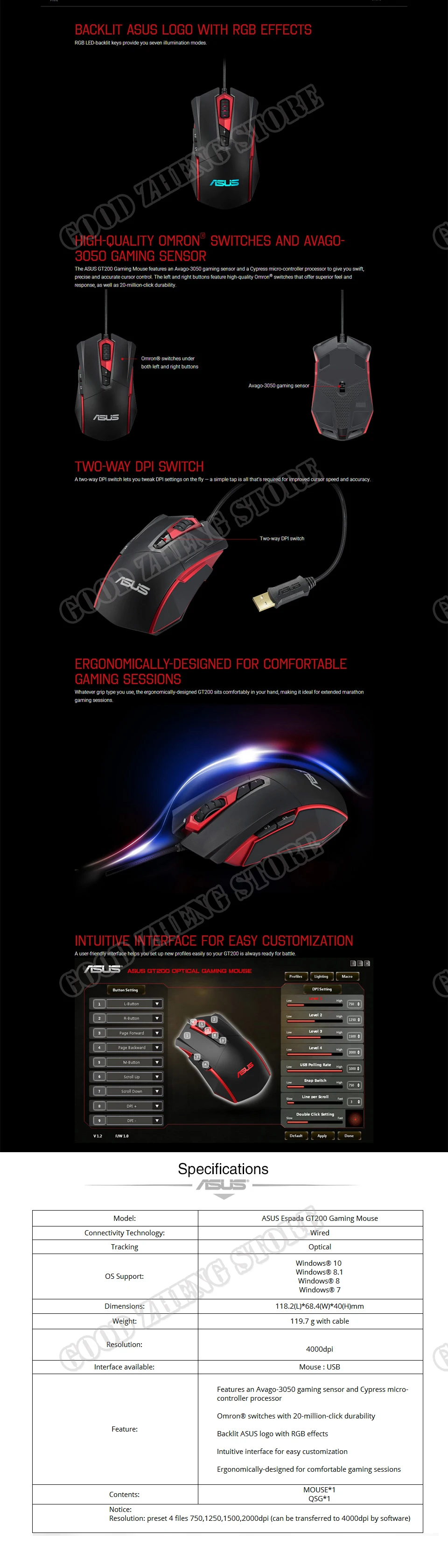 Asus Gt0 Gaming Mouse Laser 4000dpi Wired Mouse Usb Optical Mouse Ergonomic Mice Keyboard Mouse Combos Aliexpress