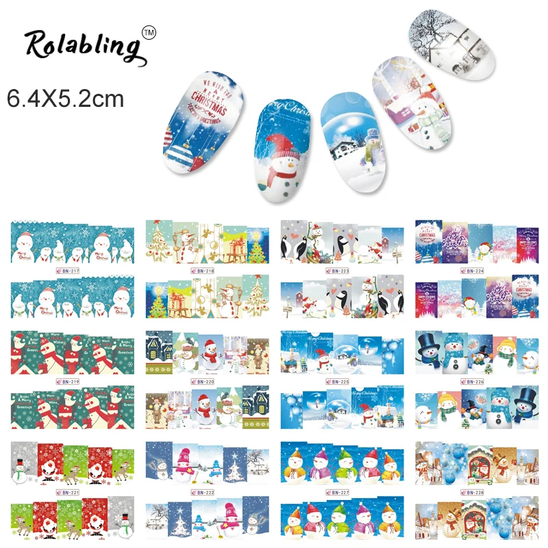 

12 Designs Water Transfer Nails Art Sticker Beauty Christmas Pattern Nail Stickers Wraps Foil Sticker Manicure Decoration