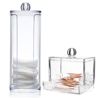 Acrylic Cotton Swab Organizer Box Portable Round Container Storage Case Make up Cotton & Pad Box For Home Hotel Office 2