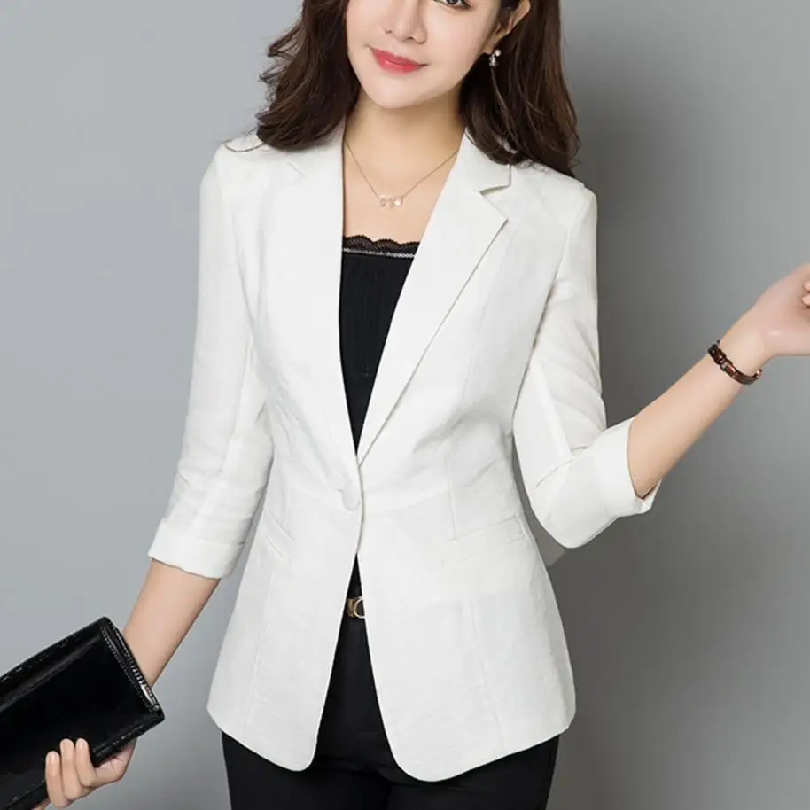 Linen Blazer 2018 Slim small Suit Blazers Women New Fashion Spring