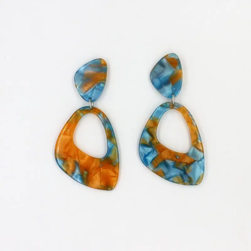 

Irregular Triangle Stud Earrings For Women Long Acrylic Resin Hollow Geometric Jewelry