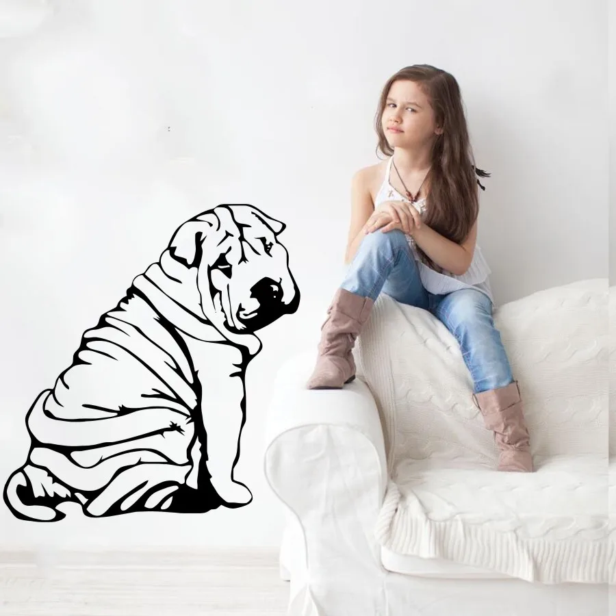 

Removable Vinyl Home Decorative Room Wall Decor Wall Sticker Shar-Pei Sharpei Wall Mural Art Design Wallpaper FreeShippingY-844