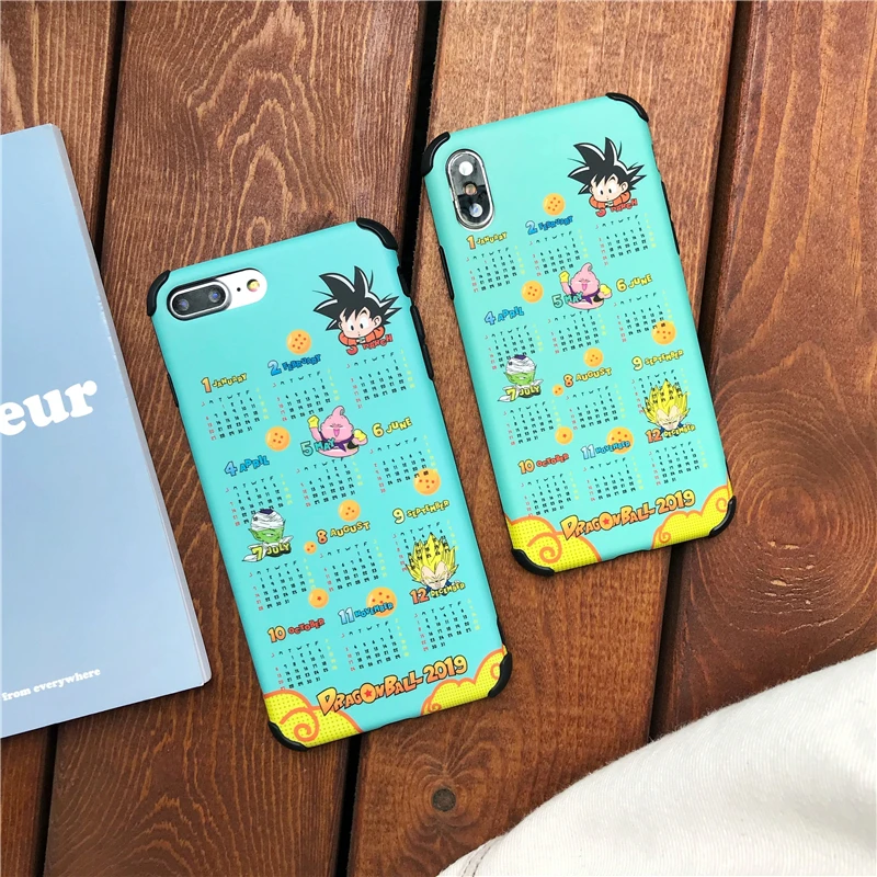 

New Dragon Ball Super Calendar DBZ Cover Case for iPhone X XS XR MAX 7 8 6s 6 plus cute Cartoon Buu Son Goku Soft Phone Coque