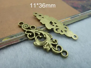 

60 Antique Bronze Filigree Flower Connector 11*36mm - Free Shipping