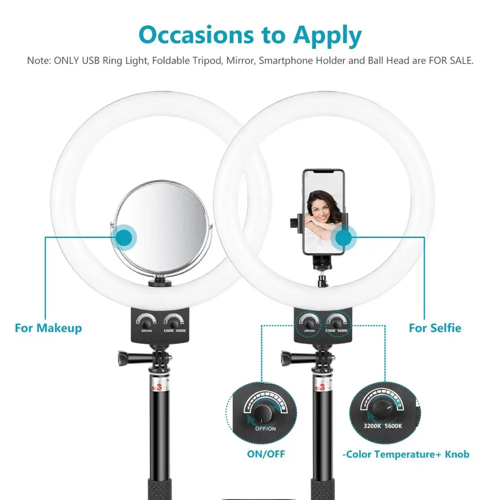  Neewer 8-inch LED Ring Light with Adjustable Tripod Stand Selfie Stick for YouTube Video Live Strea - 33016898333