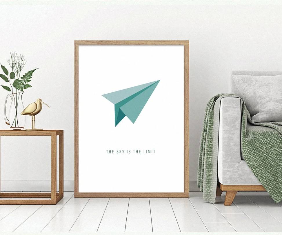 

Motivational Inspirational Nordic Simple Style THE SKY IS THE LIMIT Poster Canvas Wall Living Room Decoration Combined Poster