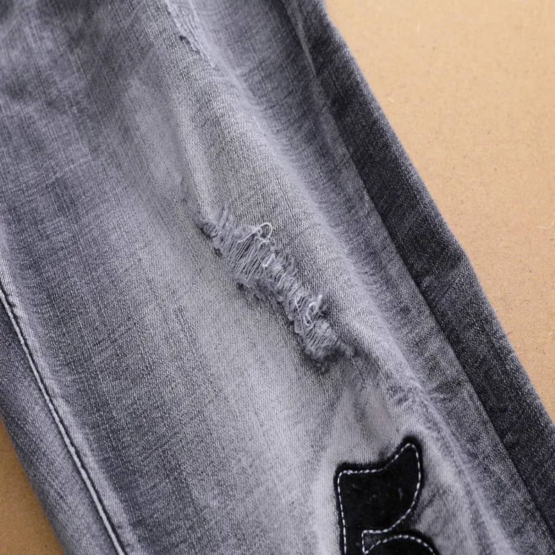 2018 Retro Europeans Style Men Patchwork Slim Jeans Washedstone Scratched Personal Man Casual Quality Street Club Amazing Jean