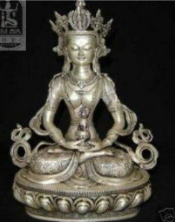 

Tibet Tibetan Silver Medicine Buddha Statue free shipping