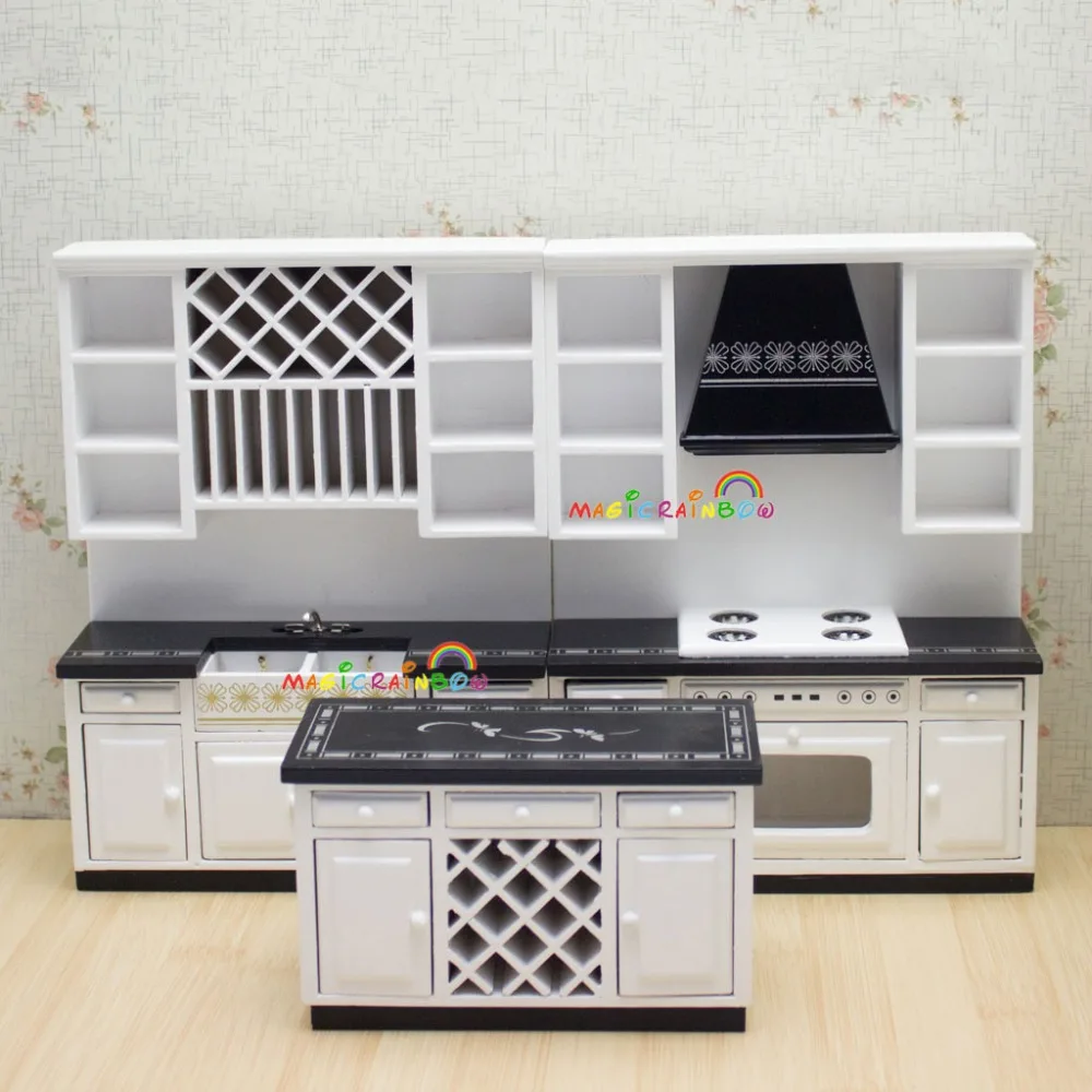 

Dolls Kitchen Furniture Cabinets Cupboard Table Sink Stoves Dollhouse Miniatures 1:12 Room Sets Handcrafted