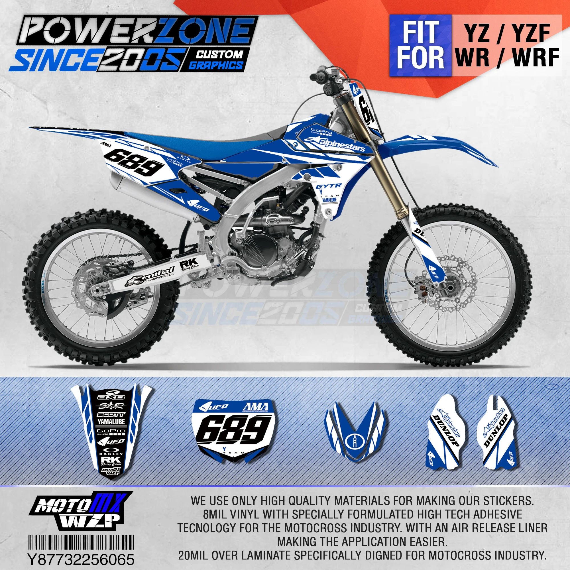 PowerZone графика команды на заказ фоны наклейки 3 м пользовательские для YAMAHA YZF250FX 14 18