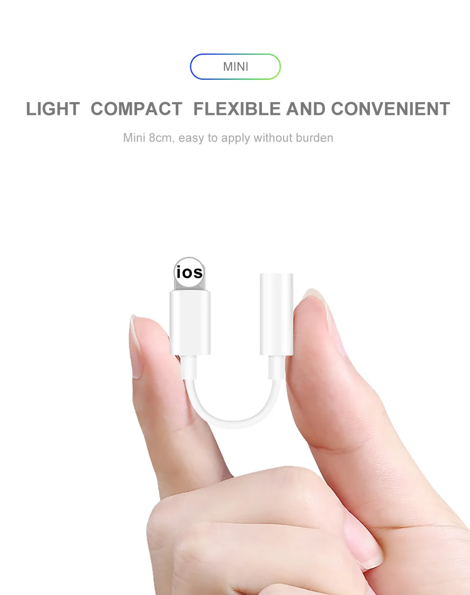 HORUG IOS 11 12 Headphone Adapter For iPhone 7 6 8 X XS XR Earphone AUX Adapter For Lightning Female To 3.5mm Male Adapter Cable (8)