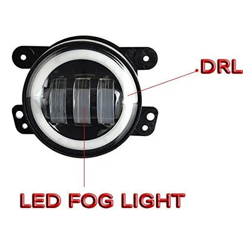 2pcs 60W Crees 4 Inch Round Led  Fog Lights Yellow Amber Halo Ring DRL for Jeep Wrangler 97-16 JK TJ LJ Off Road Fog Lamps