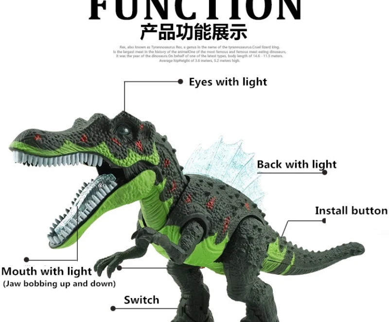 2019 Новый Юрского периода Электрический ходить динозавры 52 см большой световой звук моделирования модель интерактивный Динозавр мальчик