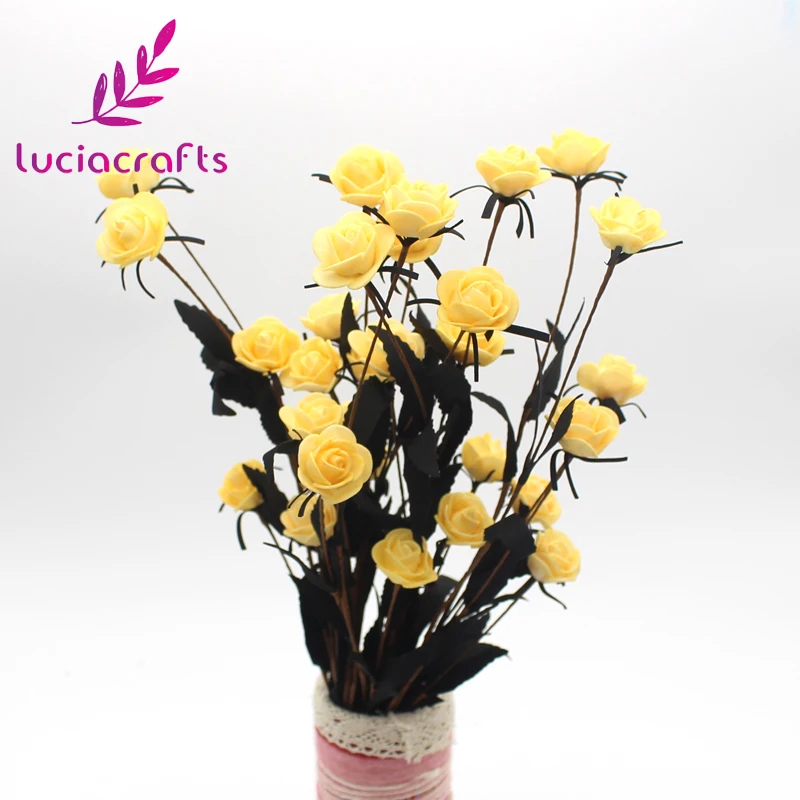 Lucia crafts 1 комплект 15 головок поддельные цветы Роза голова пена для искусственных цветов роза DIY домашнее свадебное украшение A1304