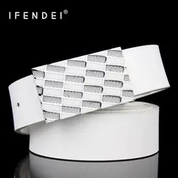 IFENDEI натуральная кожа белый пояс Для мужчин Элитный бренд дизайнеры Diamond Ремни для Для мужчин плиты Туфли с ремешком и пряжкой дикий