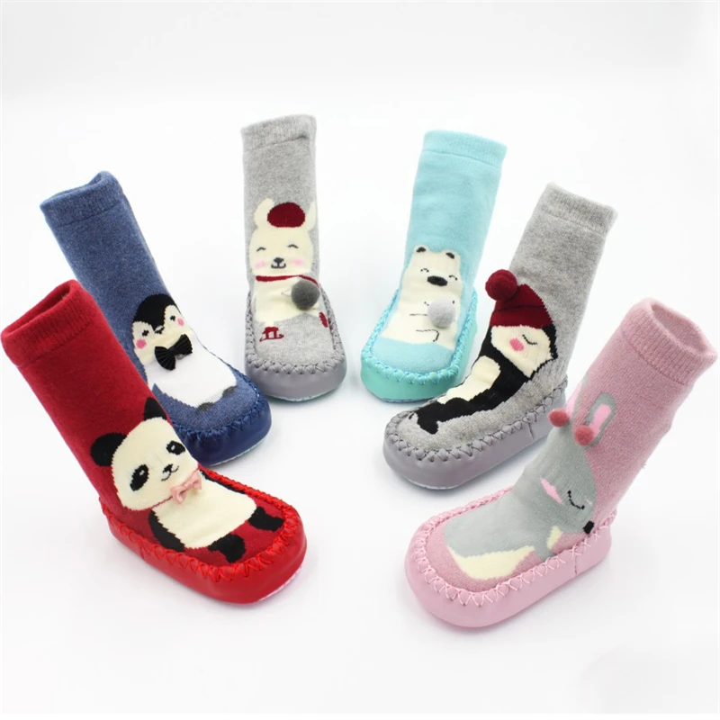 

Baby Floor Socks Autumn and Winter Newborn Terry Socks Warm Cartoon Animal Non-Slip Baby Toddler Socks Shoes with Rubber Soles