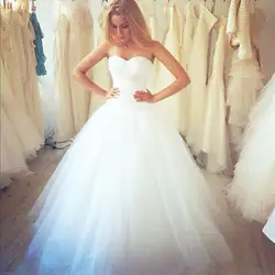Новое поступление, белое свадебное платье трапециевидной формы в пол, красивое свадебное платье