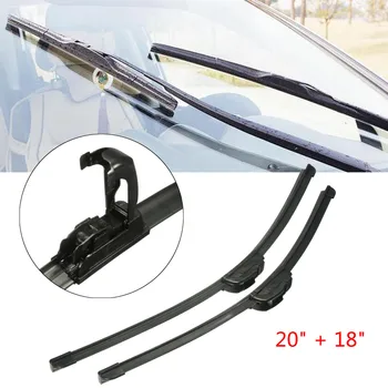 

1 Pair 20 Inch And 18 Inch Black Universal J-Hook Car Windshield Wiper Blade Bracketless Natural Rubber Auto Windshield Wipers