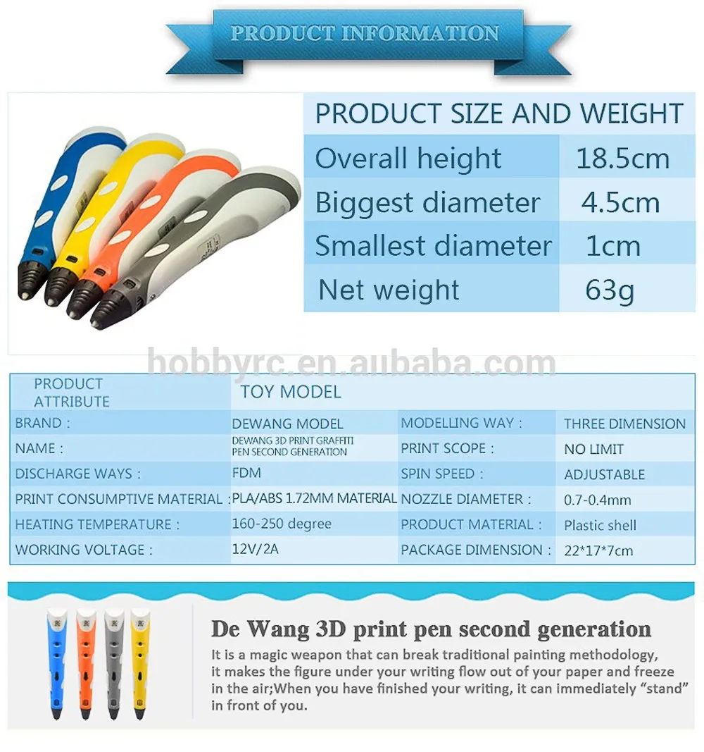 DEWANG Scribble Pen 3D Pens 200M ABS Filament 3D Printer Christmas Presents Printing Pen 3D Pencil for School Gadget in Moscow