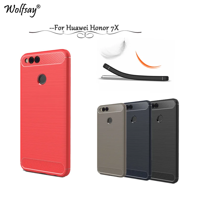Wolfsay Case Huawei Honor 7X Cover sFor Funda Soft TPU Brush Rugged Armor Phone Coque! |