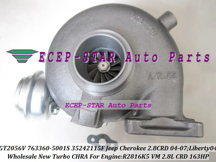 GT2056V 763360 763360-5001S 763360-0001 35242115F Turbo Turbocharger For Jeep Cherokee 2.8L CRD 2004-07 Liberty 2004 150HP 163HP R2816K5 VM (2)