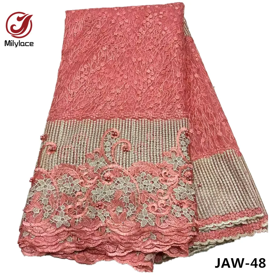 

Latest African lace fabric 2019 high quality lace fabric pretty french tulle laces fabrics for garment material JAW-48