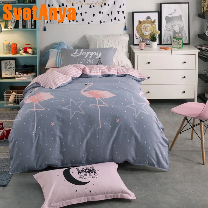 

Svetanya Single Twin Size Bedlinen 100% Cotton Sheet Pillowcase Quilt Cover Sets Deer Printed