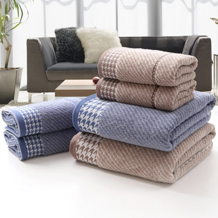 2016 High Quality Plaid Men Bath Face Towel Set Super Soft Cotton Towel