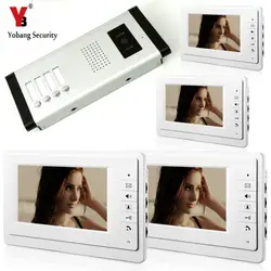 Yobangsecurity 7 дюймов Проводной Видео Домофонные визуальные домофон Дверные звонки с 4 * Мониторы + 1 * Камера для 4 единиц квартира, домофон