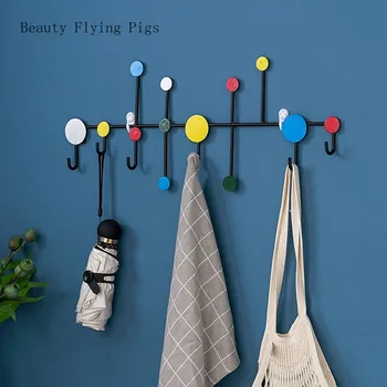 

Nordic retro creative wrought iron dot hook super large load-bearing coat hook porch door clothes hat home wall decoration hook