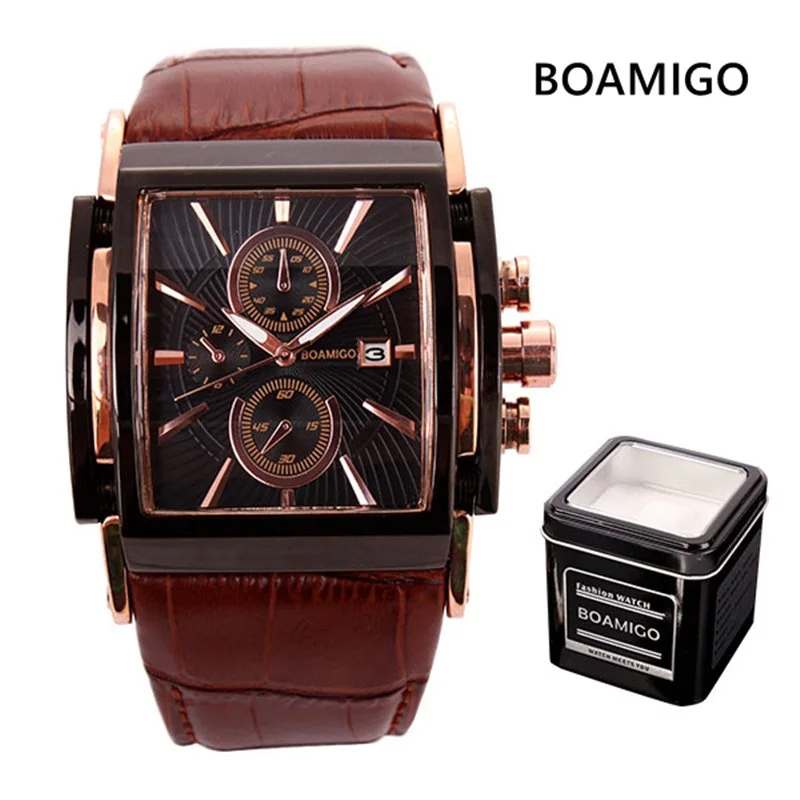 Relogio masculino BOAMIGO квадратные часы мужские водонепроницаемые спортивные с большим