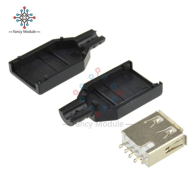 5 штук в наборе USB 2,0 Тип-штепсельную вилку 4-контактный разъем адаптера Contor Джек Пластик крышка