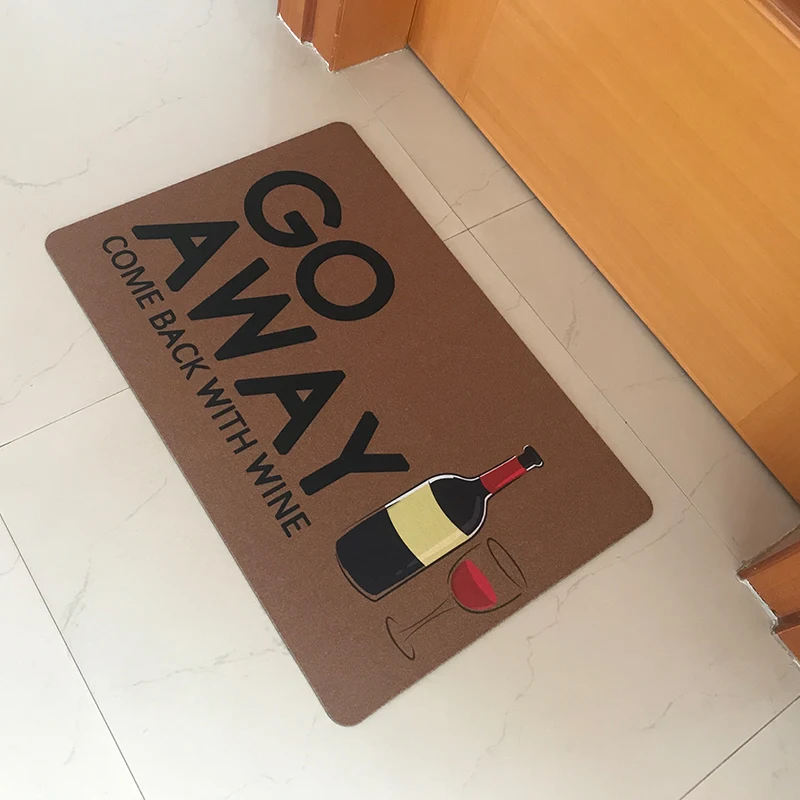 Doormat Entrance Floor Mat Funny Door Mat Go Away, Come Back With Wine Designed Non-slip Doormat