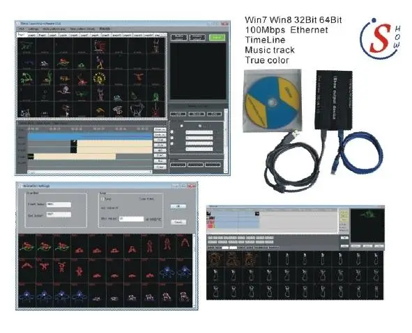 Анимационное Лазерное освещение Шоу DJ I шоу программное обеспечение сценическое лазерное I шоу V3 64 бит ILDA программное обеспечение+ USB к ILDA BOX USB интерфейс