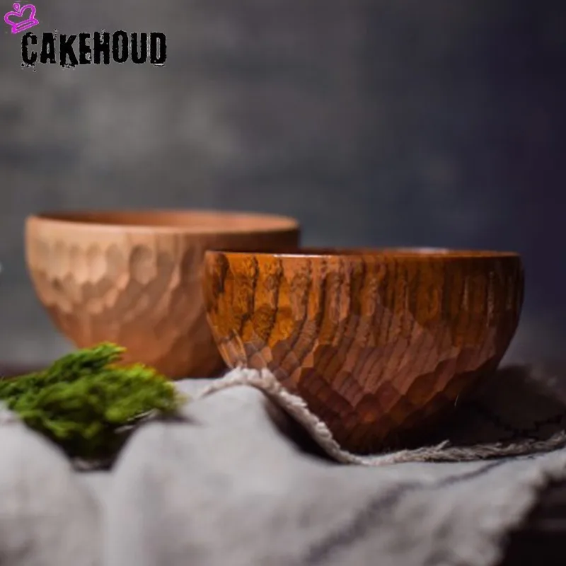 

CAKEHOUD New Japanese Jujube Wooden Bowl Creative Rice Bowl Noodle Salad Bowl Natural Wood Tableware Bowl Kitchen Accessories