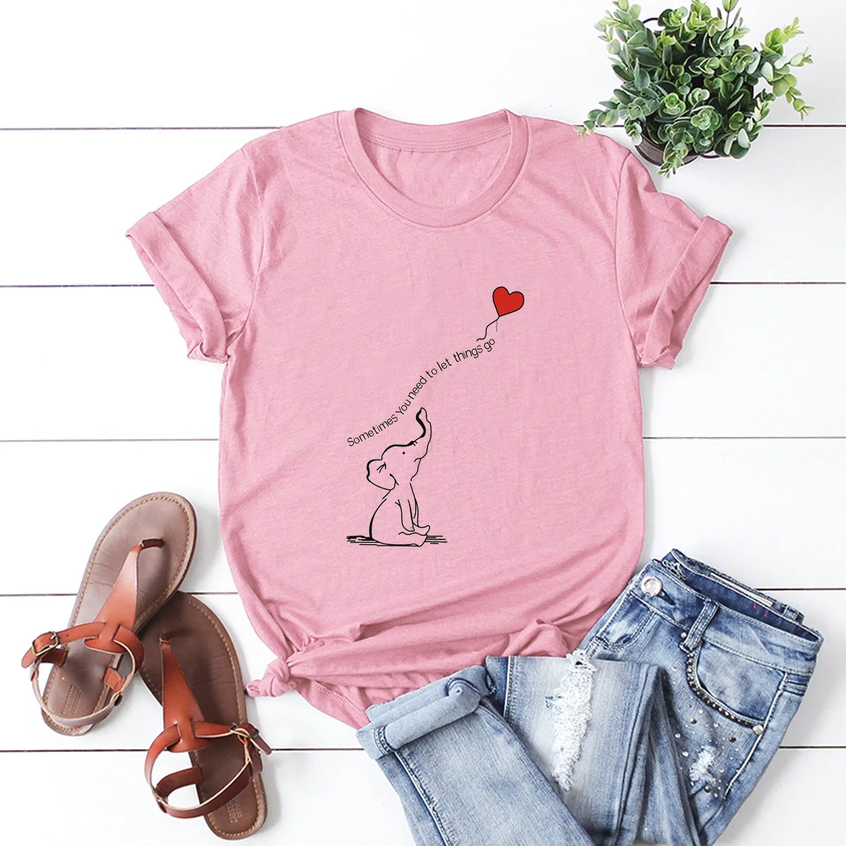 

Plus Size 5XL Womens Tshirts Lovely Little Elephant T-Shirts Summer Cotton O Neck Short Sleeve Tee Female Shirts Harajuku Tops