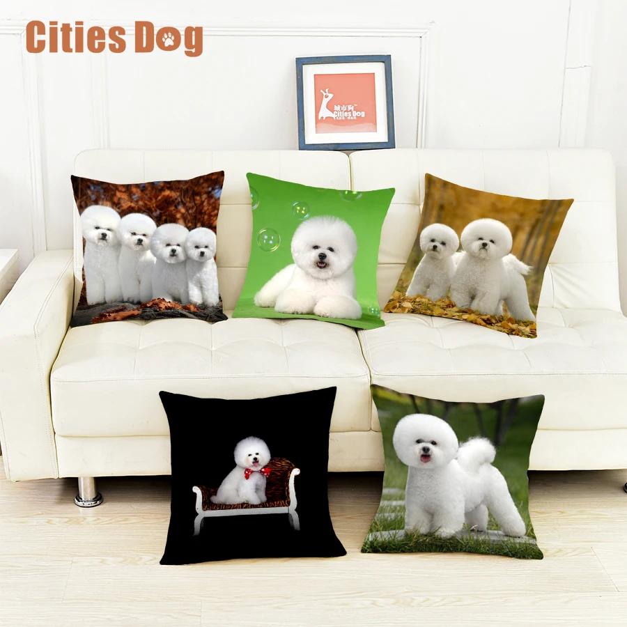 

Bichon Frise dog decorative pillows cushion covers new Year decoration gift Velvet Fabric 35x35 55x55cm Pillowcase almofada