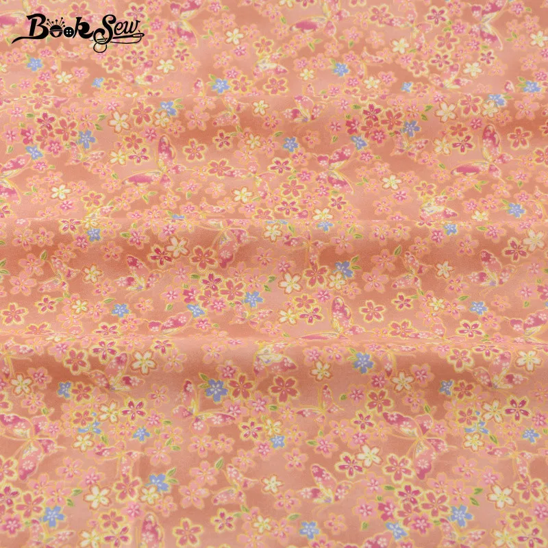 Home Textile Orange and Gold Cotton Fabric Flower Designs Fat Quarter Material Bed Sheet Patchwork Tissue Scrapbooking | Дом и сад